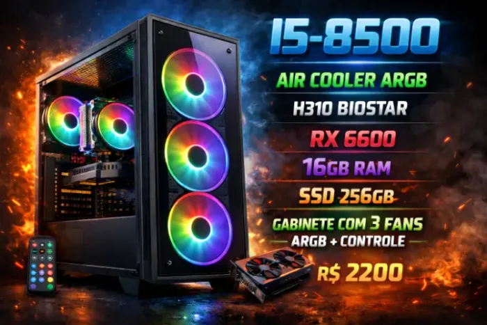 Pc Gamer com i5 8500 + RX 6600 8GB