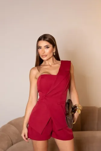 Conjunto alfaiataria - Short e blusa nula manga