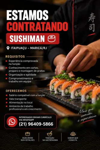 Contratasse sushiman vaga de emprego