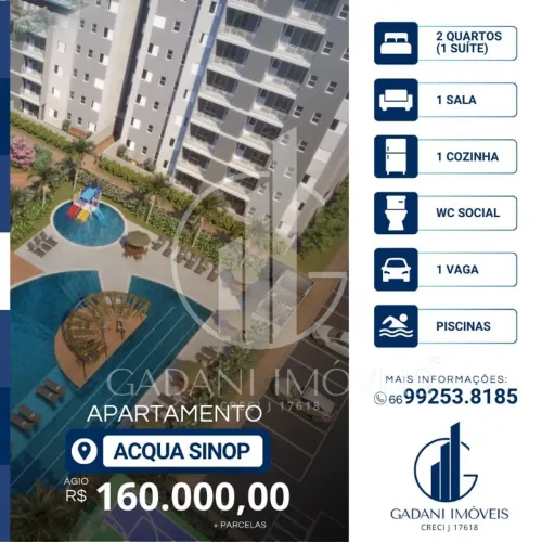 APARTAMENTO 2 QUARTOS SENDO UMA SUITE NO CONDOMÍNIO RESORT ACQUA BY SPL