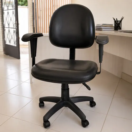 Cadeira de Escritório Ergonômica Giratória com Braços e Regulagem de Altura -