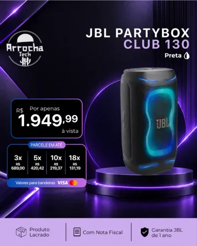 JBL - Caixa de Som Partybox 130 Preta - Lacrado - Com NF - Garantia JBL de 1 ano