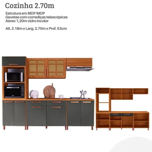 Armário de cozinha monza 2.70m