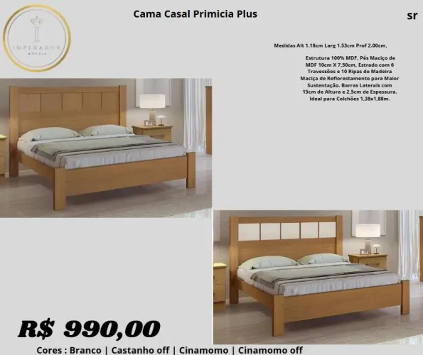 Eleve o conforto do seu quarto com a Cama Casal Primicia Plus!