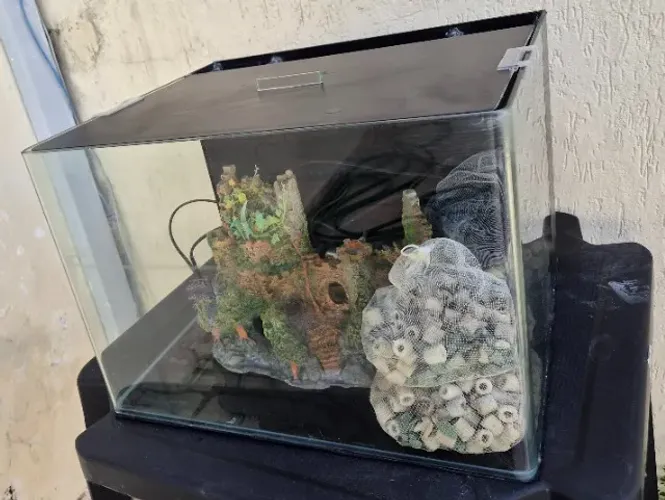 Ocean Tech Nano Aquario 77l Curvo Lapidado C/ Sump C/ Tampa Usado