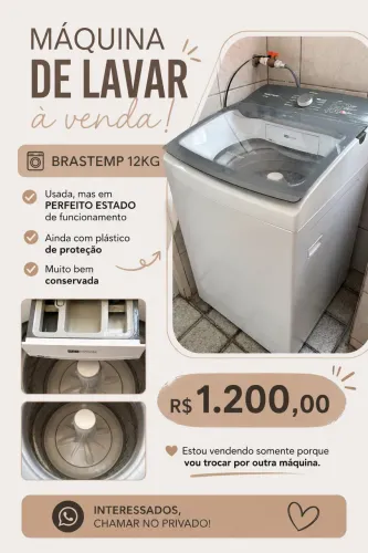 Máquina de lavar 12kg Brastemp