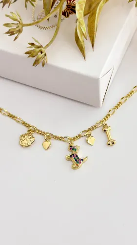 Pulseira de cachorrinho banho de ouro 18k semijoias