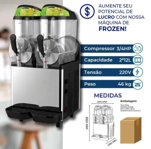 Maquina De Frozen ( Raspadinha ) Servum 2 Sabores De 12 Litros