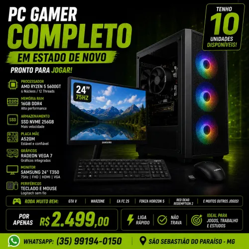 PC Gamer Ryzen 5 5600GT 16GB SSD NVMe + Monitor Samsung 24?