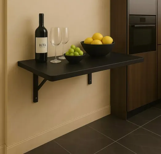 Mesa retrátil dobrável cozinha preta