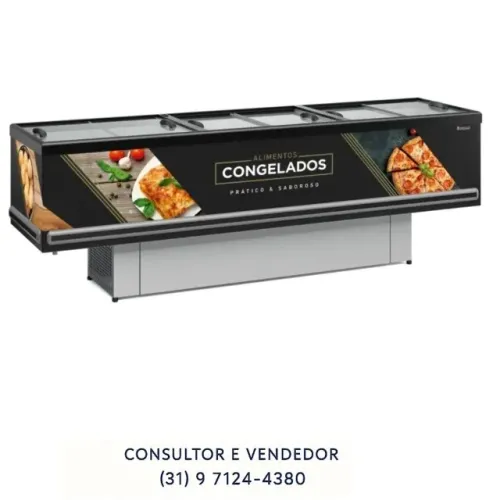 Ilha para Congelados 3M Vidro Reto Gelopar 220V