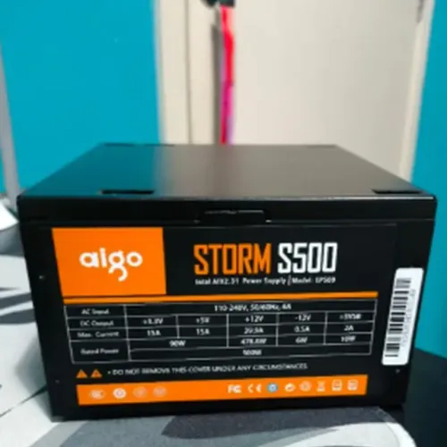 Fonte 500W Aigo Darkflash Storm S500 80 Plus White PFC Ativo ATX usada