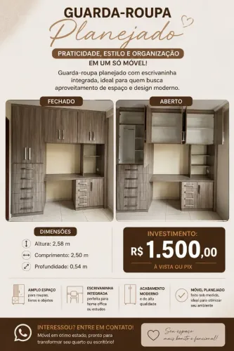 Guarda-roupa planejado MDF alta qualidade.