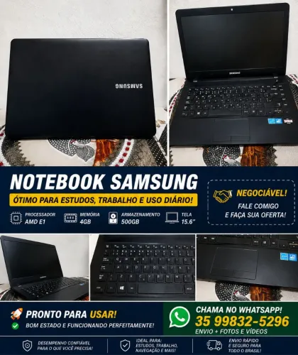 NOTEBOOK SAMSUNG 15,6" | 4GB RAM | 500GB | AMD E1 | COM CARREGADOR | R$1.000<br>