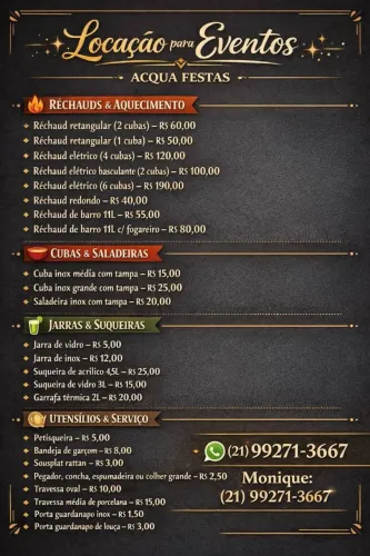 Locação de louças, toalhas e muito mais