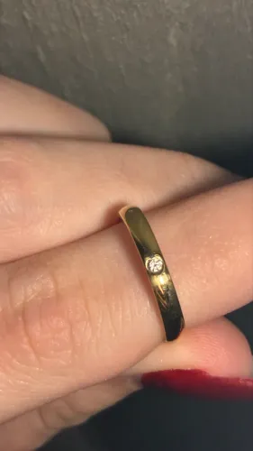 Anel 18k interior prata 925 com diamante 3mm