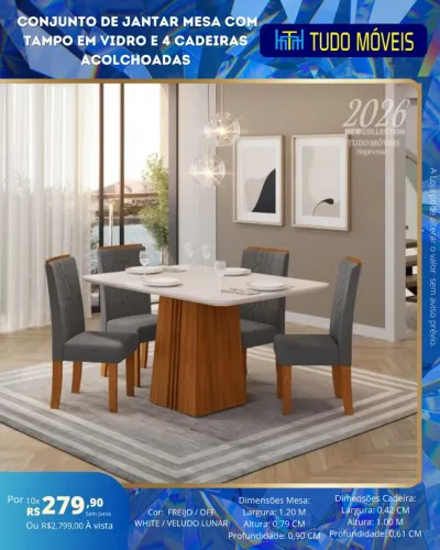 Sala De Jantar 4 Lugares .Entrega e montagem grátis.