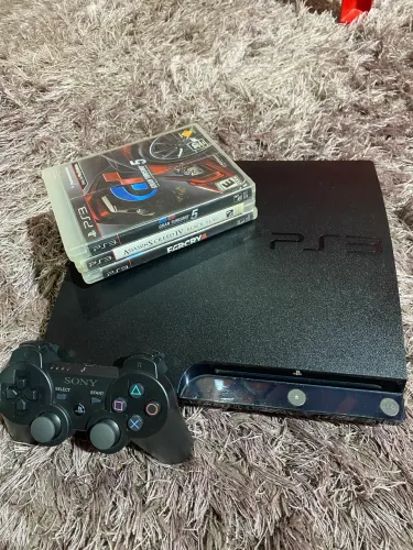 PLAYSTATION 3 SLIM COMPLETO E COM VÁRIOS JOGOS