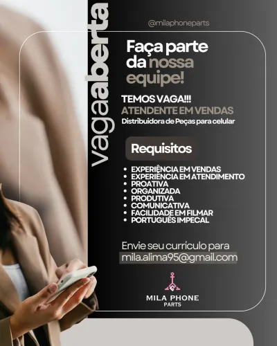VAGA DE EMPREGO - ATENDENTE