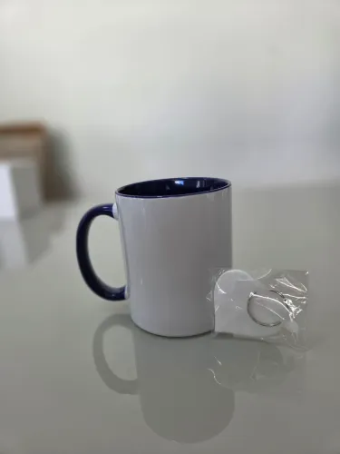 Kit para Sublimação - Caneca azul + chaveiro
