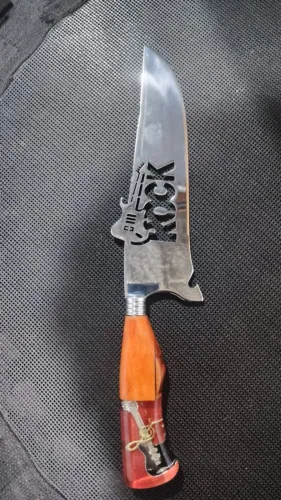 Faca artesanal inox com bainha de couro 