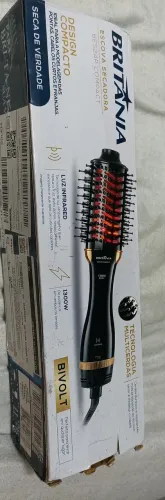 Escova Secadora Britânia BES24P Compact Bivolt - 1300W 2 Velocidades Turmalina com Íons