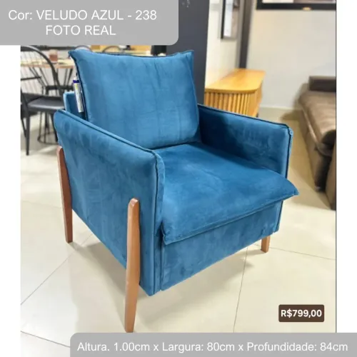Poltrona Cor: VELUDO AZUL - 238 FOTO REAL