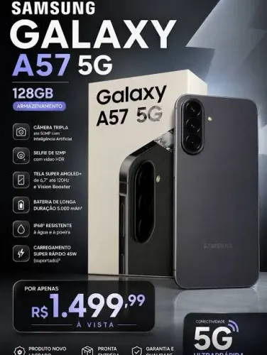  Samsung Galaxy A57 128GB Cinza - LACRADO com Nota Fiscal