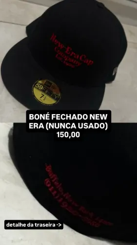 Boné New Era Aba Reta 59FIFTY Fechado Tam 7 1/2 (59.6cm) - Nunca Usado