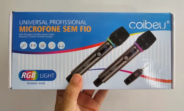 Microfone Duplo sem Fio. Recarregável. 3-5 horas de Bateria.