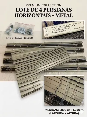 Kit 4 Persianas Horizontais De Alumínio + Suportes Para Escritório/casa