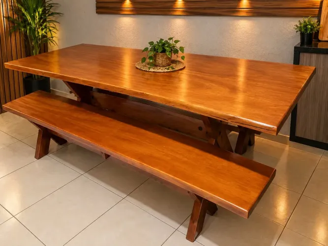 MESA COM BANCOS 