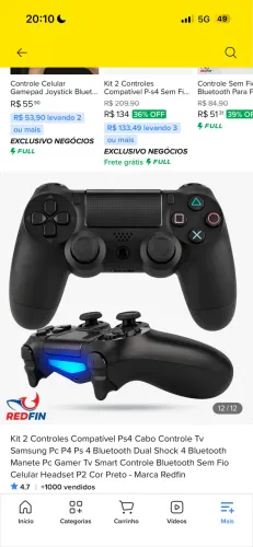 Controle compatível ps4