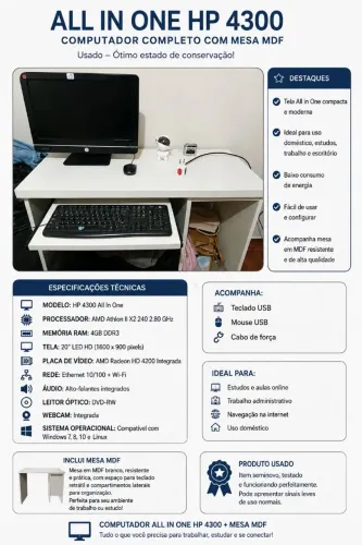 Vendo Pc HD + Mesa escrivania MDF