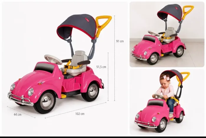 Carrinho infantil fusca rosa - Poliplac
