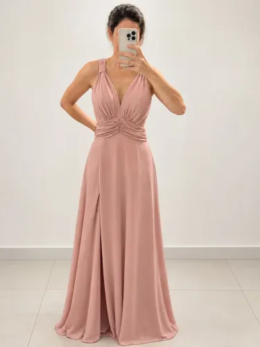 Vestido longo para festa rose M
