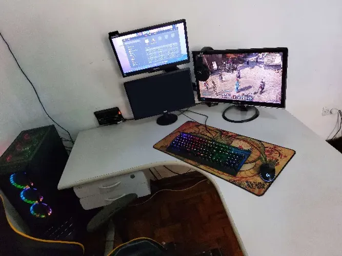 Mesa em L escritório branca 1,40 x 60