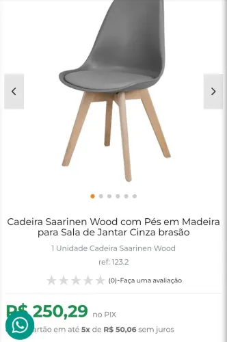 Cadeira Saarinen Wood com Pés em Madeira para Sala de Jantar Cinza brasão