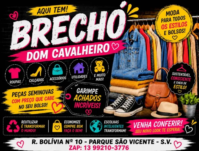 BRECHÓ DOM CAVALHEIRO. ROUPAS SEMI-NOVAS MASCULINO E FEMININO.