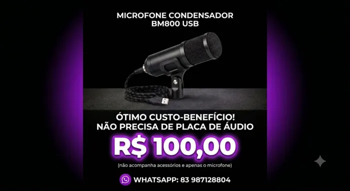 MICROFONE CONDENSADOR BM800 USB
