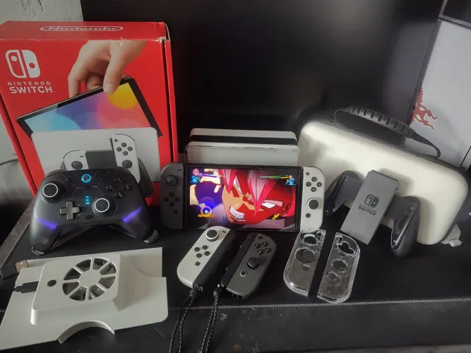 Nintendo Switch OLED Destravado | +Kit Completo | Branco, 256 GB, Original