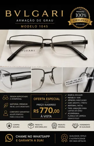 Armação BVGARI Original Nova- $770