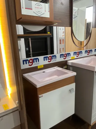 KIT Banheiro -lavabo+espelho MGM IRIS 44CM C/ESP CINAMOMO BR