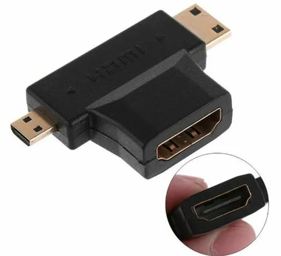 Adaptador 3 Em 1 Hdtv 1080P Micro/Mini Conversor Macho Para Hdmi Fêmea Automação COD-CP372