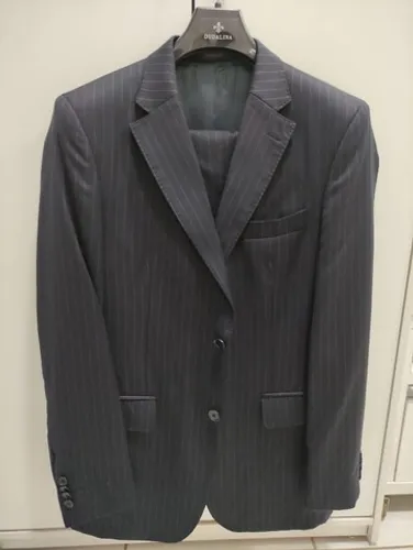 Terno Dudalina preto com risca de giz, 100% Lã Super 130