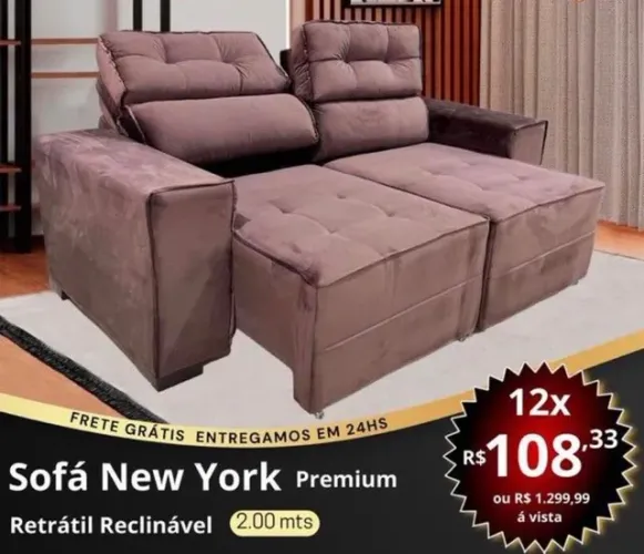 Sofa Retratil Reclinável  2,00 mts  veludo