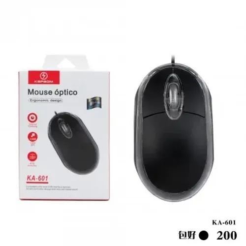 Mouse Com Fio Preto Usb Óptico Com Led Para Notebook Pc Computador