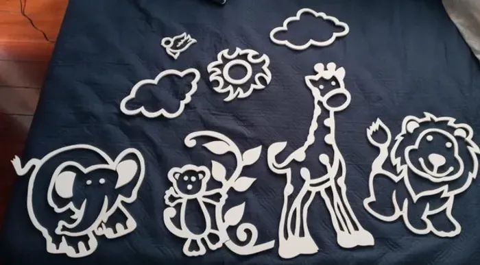 Kit Painel de Parede Completo Safári 5 Bichos Personalizado Decoração Quarto Infantil