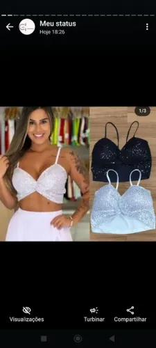 Cropped paetê preto e branco tamanho único