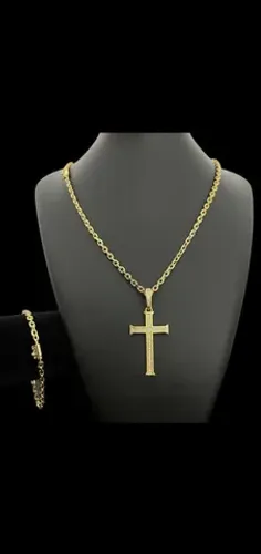 Kit cordão cadeado banhado a ouro 18k